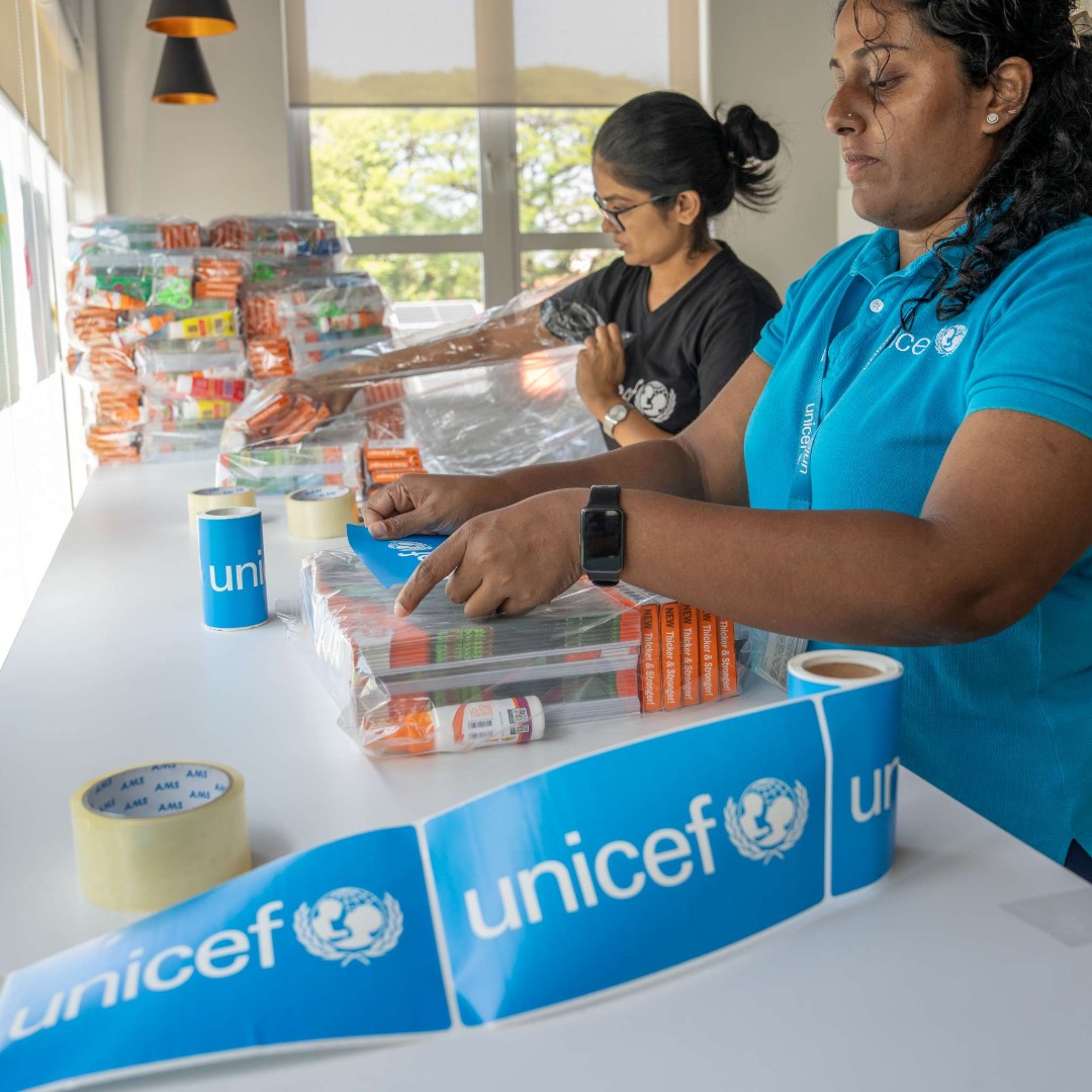 UNICEF's tweet photo. While Cyclone Ditwah has devastated children’s lives in Sri Lanka, UNICEF and partners are stepping in to provide some relief with supplies to play and learn in safety centres across the country.

Donate now to join us in supporting children through this recovery: https://t.co/5Q3LL4mU0m

© UNICEF/Sugath
© UNICEF/Jayasuriya