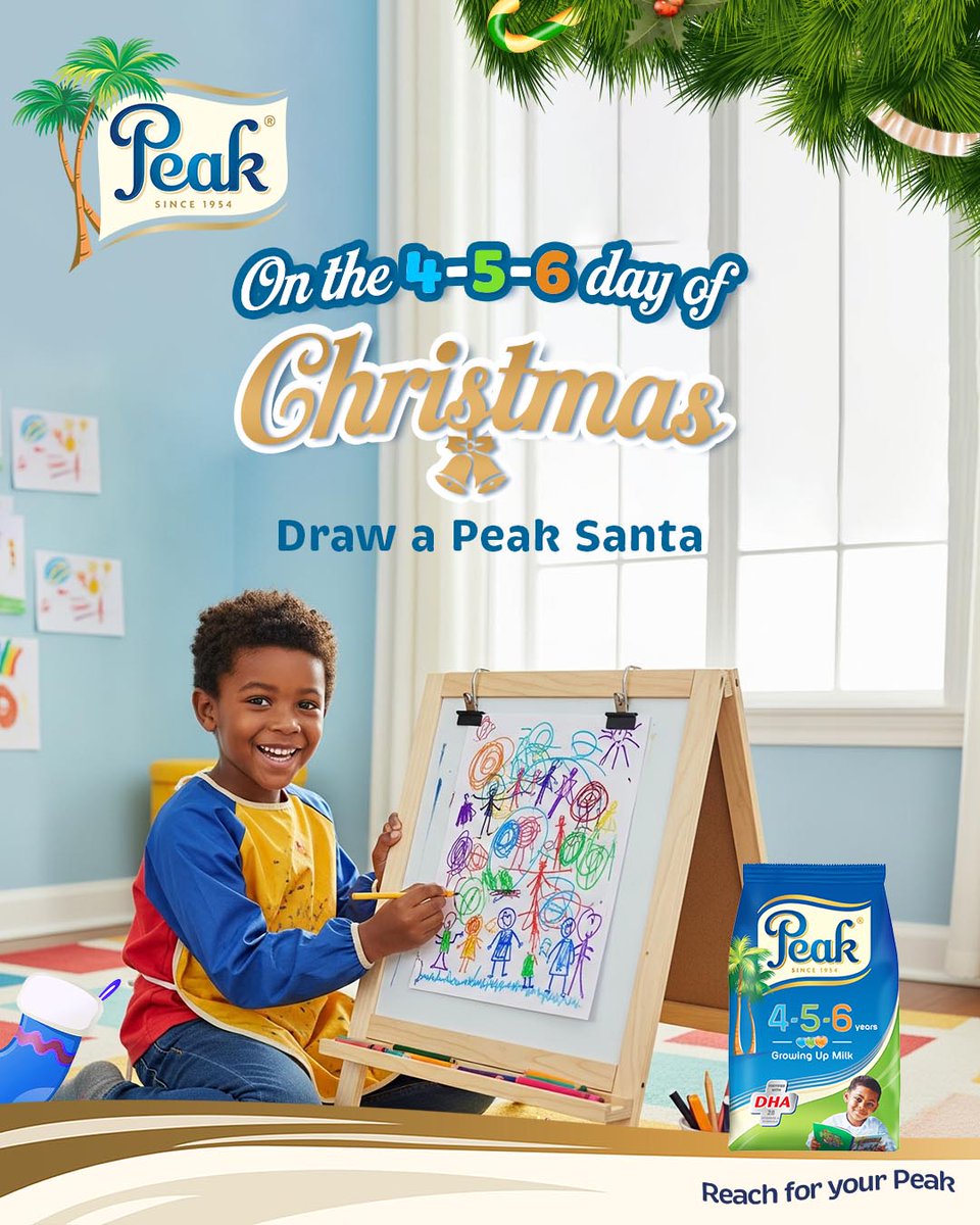 PeakMilk's tweet photo. Parents, this one is for your 4,5,6 year old Picassos!

On the 4th, 5th, and 6th Day of Christmas, we want to see your child's artistic skills. 

Help them draw a Peak Santa and you could walk away with a 50k shopping voucher! https://t.co/SKswQZ4Rs6