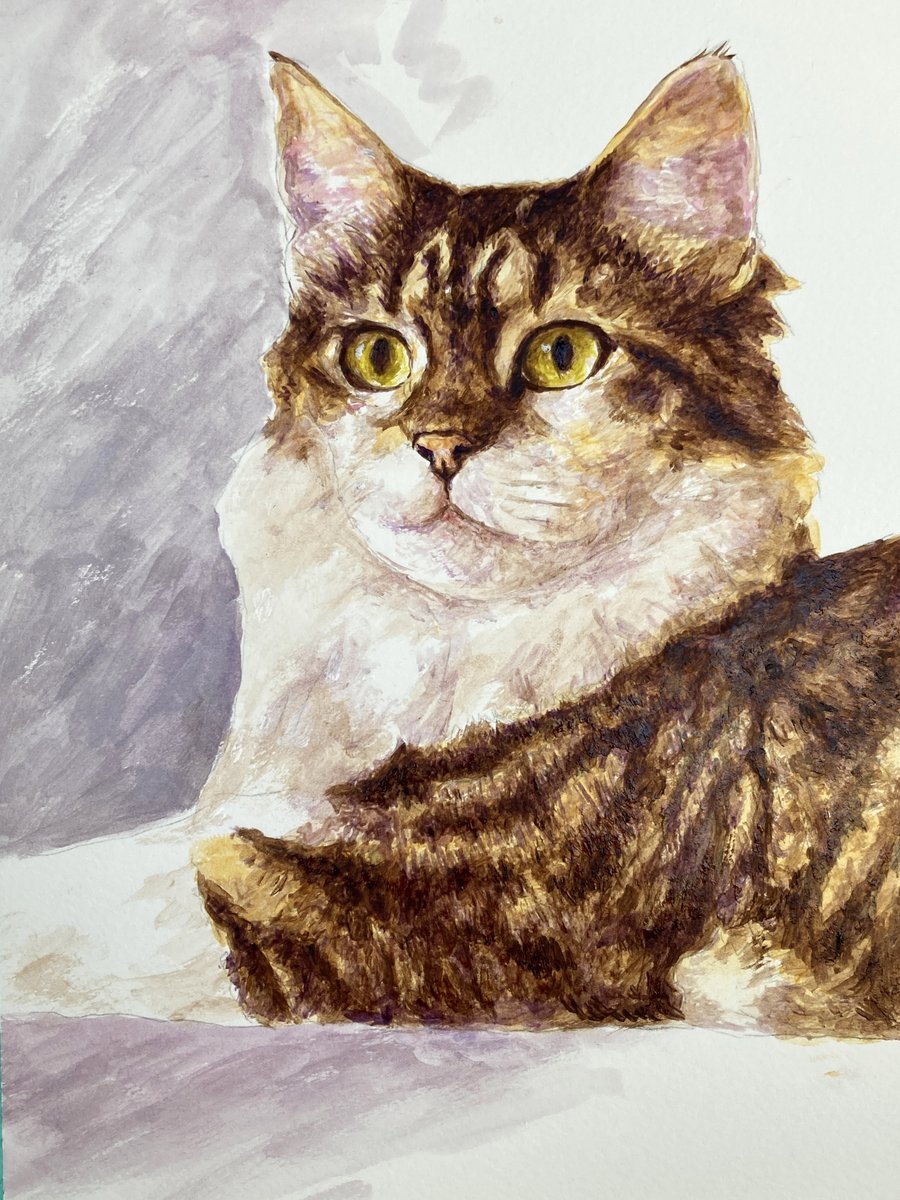 猫絵 🐈‍🖼の途中経過 in progress その2 少し進みました😻アクリルに