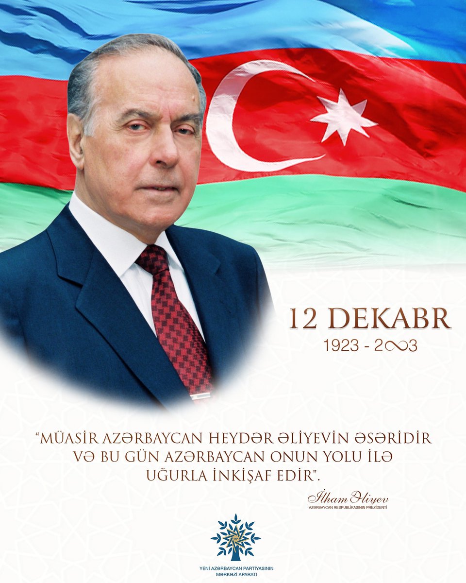 12 Dekabr - Ümummilli Lider Heydər Əliyevin anım günü
#HeydərƏliyev #HeydarAliyev