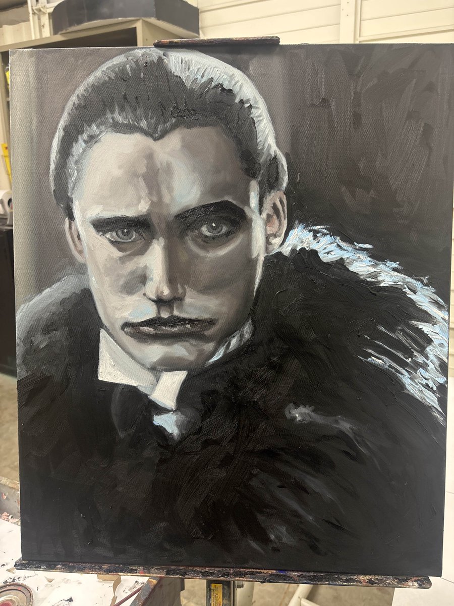 HeartfeltOrigin's tweet photo. Udo Kier from Blood for Dracula. Oil on Canvas. Portrait from class. #oilpainting #art https://t.co/ucGWSvMRa7