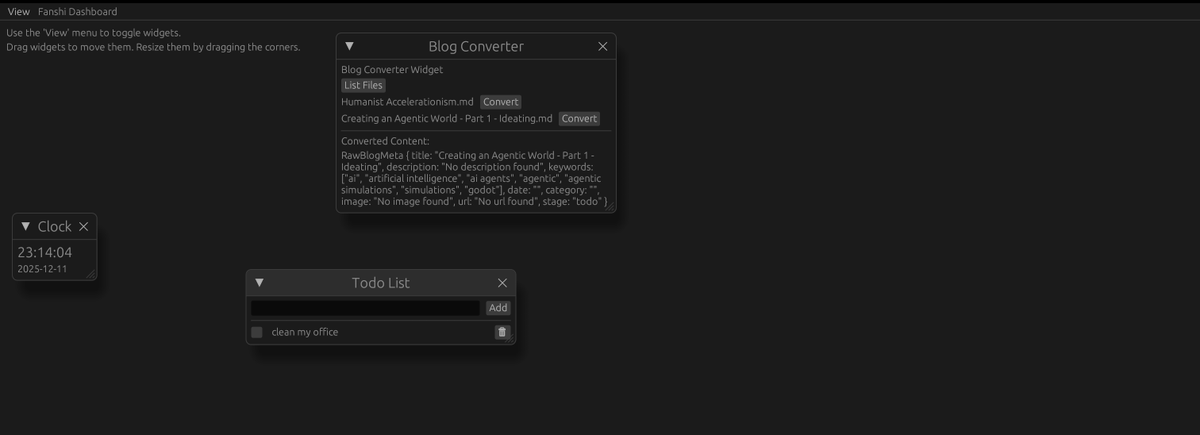 I'm building a dashboard in Rust (egui) that is basically going to be ...