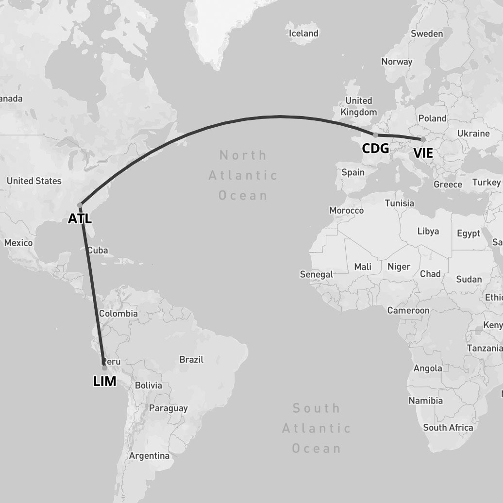 53 hodin z pražských Holešovic přes Brno, Vídeň, Paříž, Atlantu do Miraflores v peruánské Limě. Bylo to levný, ale opravdu dlouhý. Uf