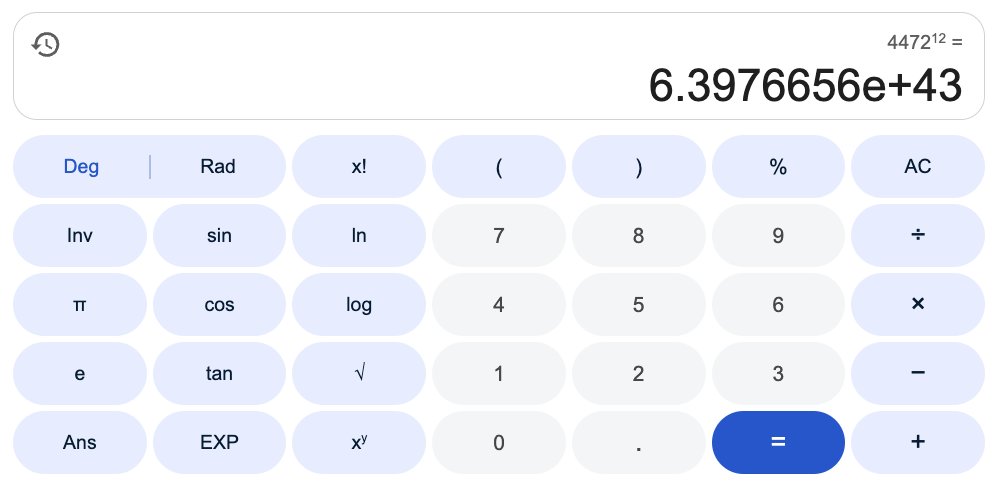 ちなGoogleの電卓の計算結果がこちら