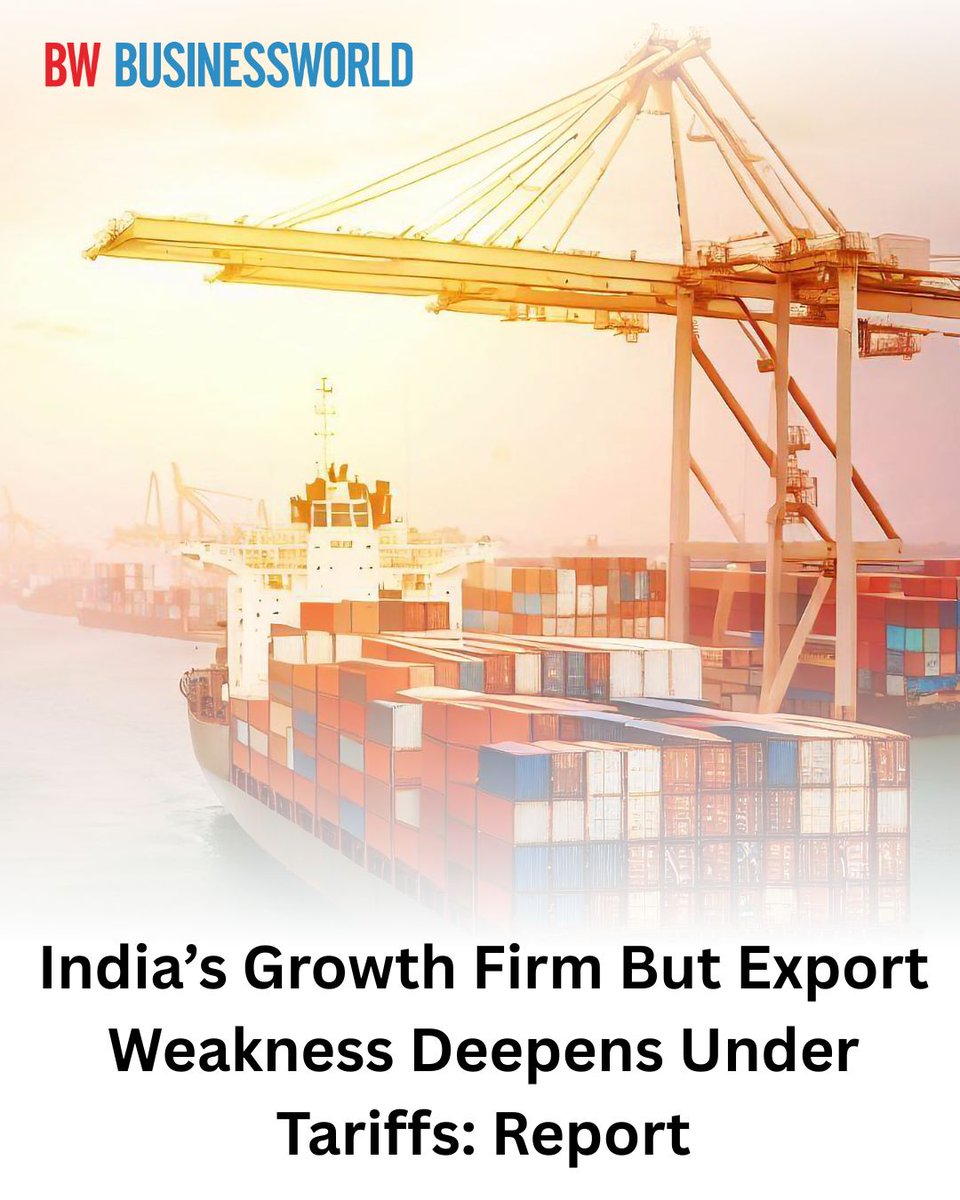 BWBusinessworld's tweet photo. India's economy expands strongly, but export momentum weakens as US tariffs hit key sectors, CareEdge says.

Read more: https://t.co/qII75YNYCo

@anuragbatrayo | @NFWarsia | Tanvie Ahuja

#IndianEconomy #GDPgrowth #UStariffs #exports #CareEdge https://t.co/71lnASgS2N