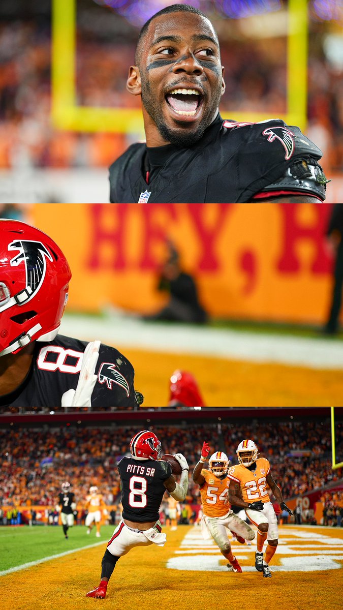 NFL's tweet image. 11 catches
166 yards
3 TD

Kyle Pitts making many @NFLFantasy owners happy tonight😮‍💨