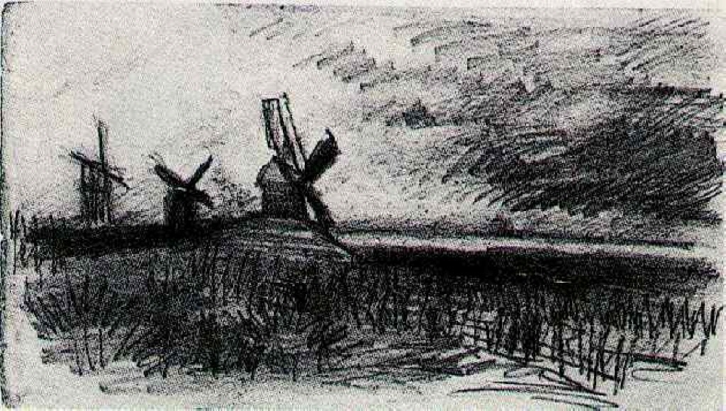 vangoghartist's tweet image. Windmills at Montmartre - 1886 #artbots #vangogh