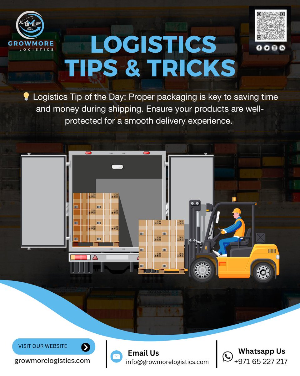 growmore_logist's tweet photo. Proper packaging is key to saving time and money during shipping. Ensure your products are well-protected for a smooth delivery experience. ✅📦

For more information:

📱 +971 65 227 217 - WhatsApp
📧info@growmorelogistics.com
🌐 https://t.co/uDb1FQ8aTA https://t.co/nd4cwlA9e9