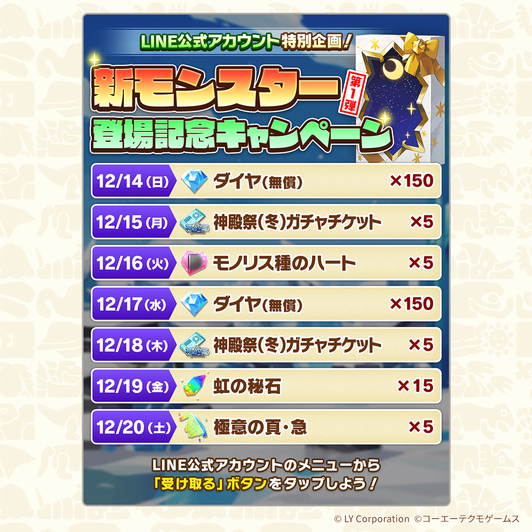 📢12/14 15:00 から 新モンスター登場記念キャンペーン 第1弾
