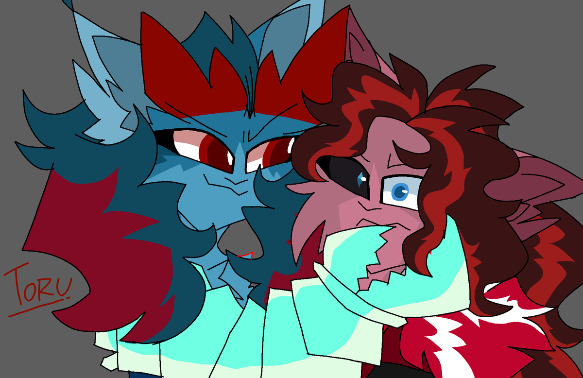 LOBVELVET4EVER's tweet photo. [🦞🍰]

Late anniversary art of them 
Sorry i have art block 
This the last time i draw lobster do this to rv (holding jaw/chin pose) 

#cookierun #redvelvetcookie #lobstercookie #lobvelvet #catfication #art #fanart #rarepair https://t.co/5oH6bYvLcD
