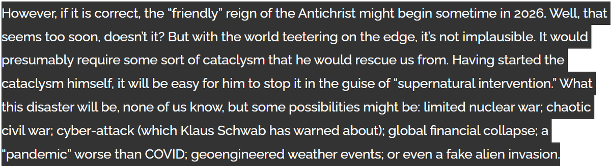 The Antichrist Cometh

"the “friendly” reign of the Antichrist might begin sometime in 2026. Well, that seems too soon, doesn’t it?"

jamesperloff.net/the-antichrist…