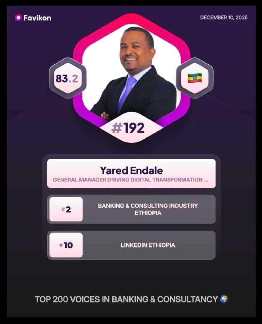 Yared_E's tweet photo. 🌍✨I’m honored to be recognized among the Top 200 Voices in Banking &amp; Consultancy worldwide for 2025 on LinkedIn 

🙏🏾Grateful for the opportunity to contribute, learn, and help shape conversations that move our industry forward.

💪🏾Proud to represent #Ethiopia 🇪🇹 https://t.co/tsP7i3WdrQ