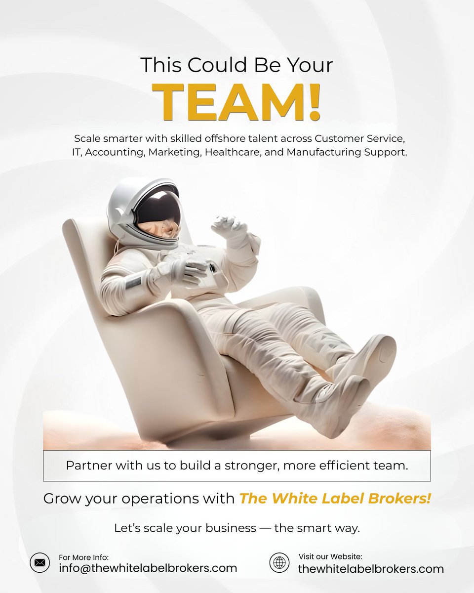 TheWhiteLB_off's tweet photo. Ready to level up your team?
Offshore talent can take your operations higher.
👉 Partner with The White Label Brokers and scale smarter.
📩 info@thewhitelabelbrokers.com | https://t.co/ouIRHYD7Nd
#OffshoreTalent #SmartScaling #GlobalTeams #TheWhiteLabelBrokers https://t.co/40VFQqOPsw