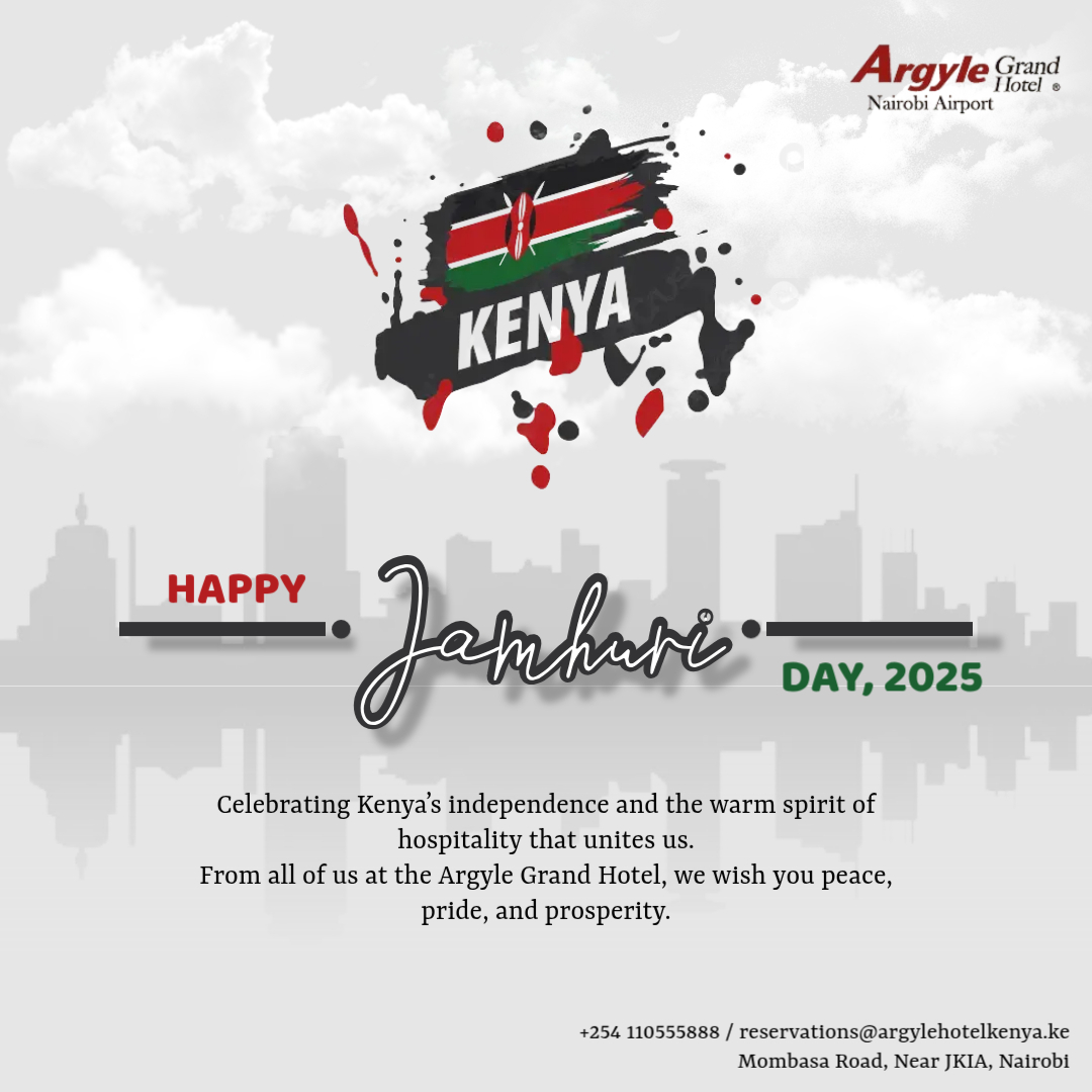 🇰🇪 Happy Jamhuri Day!
Celebrating Kenya’s spirit of freedom, unity, and progress.
Proud to be part of a nation that continues to rise. <a href="/argylegrand/">Argyle Grand Hotel Kenya</a> #JamhuriDay2025 #Kenya
