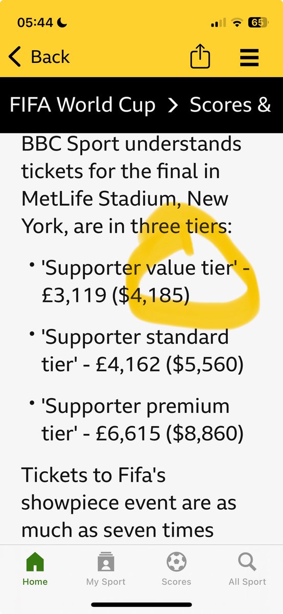 #WorldCup2026 #FIFAWorldCup2026 

Come again? Supporter “VALUE” tier? £3119 ($4185) is daylight robbery. Std opening group game is ~$250

FIFA’s slogan “For the game. For the people” is risible <a href="/GianniInfantino/">Gianni Infantino</a> 

#football #soccer "The people's game"? Not for all people clearly…