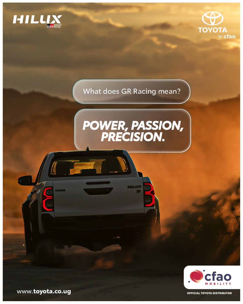 Toyota_UG's tweet photo. Own the thrill this season.

Drive to the village with the Toyota Hilux GR-S with a bold design, Gazoo Racing DNA, and unmatched strength.

For inquiries: Call 0800 211 033 | visit: https://t.co/gCavuTQgI6 https://t.co/nn5KkX670t