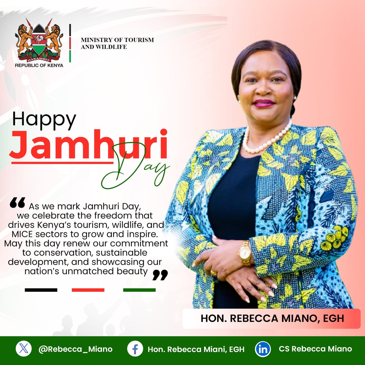 rebecca_miano's tweet image. Happy 62nd 🇰🇪!
#Tourism
#Wildlife
 #MICE