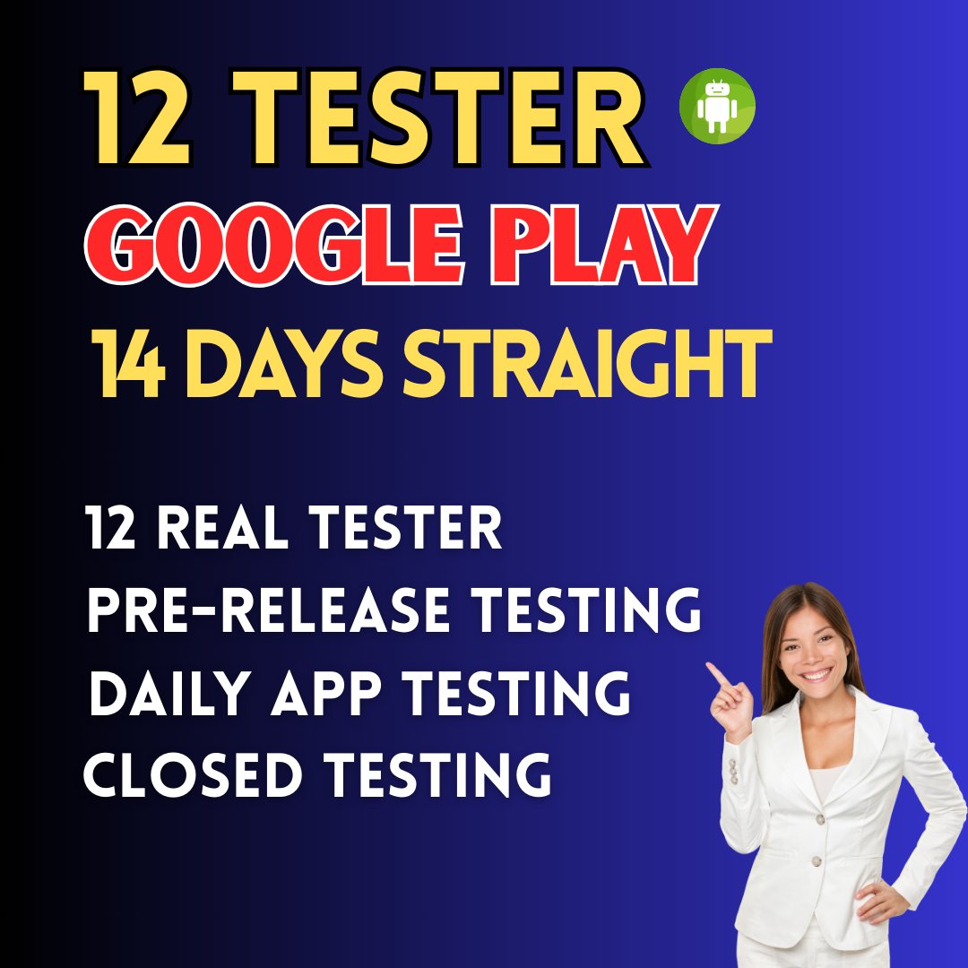 mst_repa's tweet image. We are committed to ensuring your apps success by providing comprehensive testing over a 14-day period, commencing immediately.

➡️ Visit Now: fiverr.com/s/Zmvpyek

#12realactivetesters 
#GooglePlayclosedtesting
#BTCCBestCEX
#KylePitts
#Baker