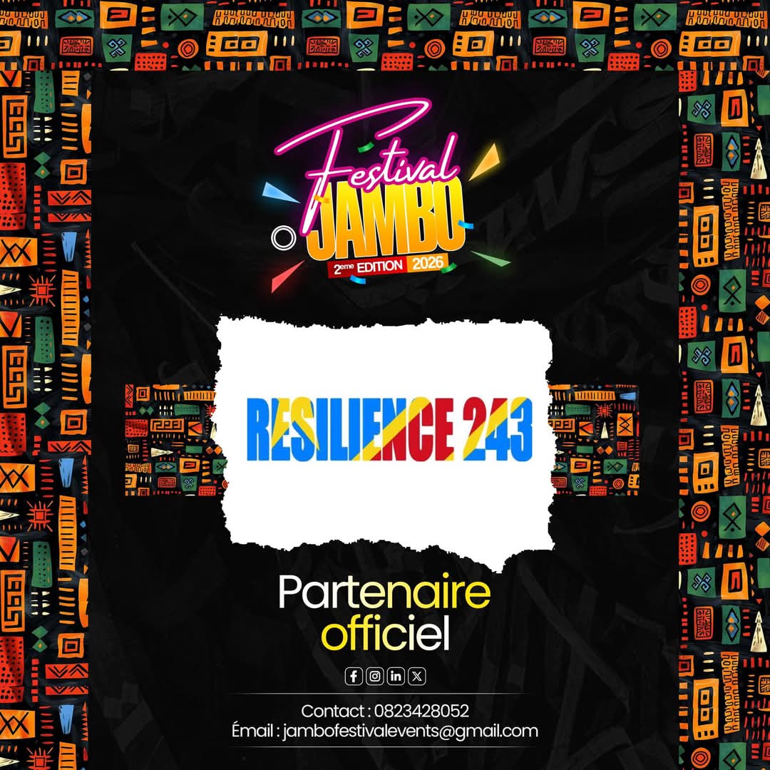 Resilience243's tweet photo. #Résilience243 est partenaire de la 2ème édition du #JamboFestival  à #Kinshasa 
#Entrepreneuses #Entrepreneurs réservez vite votre #stand!
#Résilience 
#Entrepreneuses
#Entrepreneurs 
#Kinshasa 
#RDC 
#Congo 
#JamboFestival2026 https://t.co/ehfVexBRAV