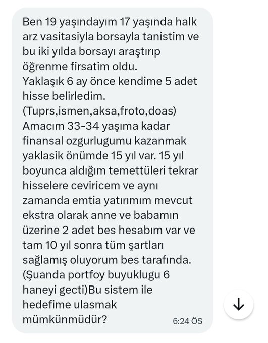 Gabriel73666779's tweet photo. TAKİPÇİM SİZLERE SORUYOR ⚜️

19 Yaşında ♂️

Anne baba üstüne 2 tane bes
#tuprs #ismen #aksa #froto #doas Portföyünde var 

Amacı 35 yaşında Finansal özgür olmak. 

Farklı olarak ne yapabilirim diye tavsiye istiyor. Ne önerirsiniz yoldaşlarım? 

Takip edip sizde DM atıp tavsiye https://t.co/smF0GGmMuL