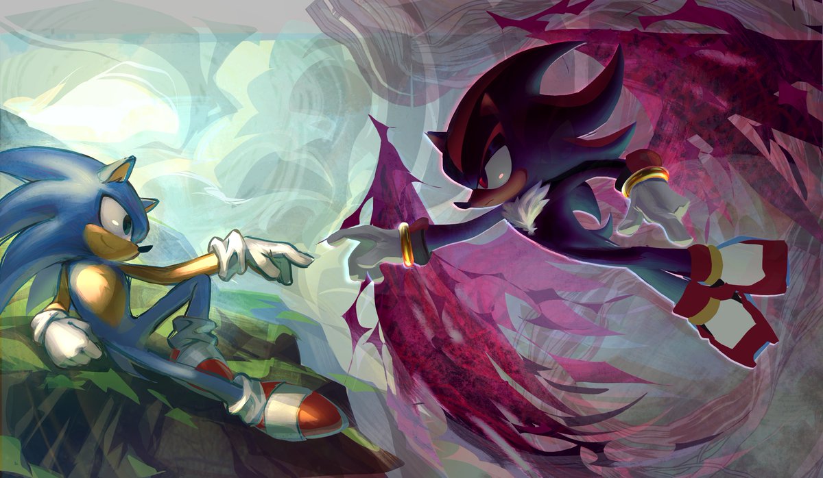 Holographicros3's tweet image. wip from like 7 months ago idk, I was gonna oil paint it but I wanna post something and but I'm busy with commissions so here 
#sonicfanart #sonadow