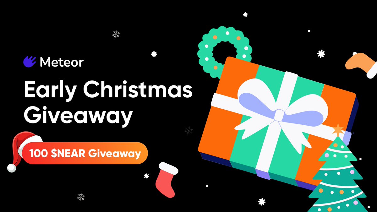MeteorWallet's tweet image. Ending the year early 🎄

Download Meteor App from Dec 17–25 for a chance to win a share of 100 $NEAR — 5 winners randomly selected.

How to join:
• Download the app meteorwallet.app
• Comment with proof + tag 3 friends
• QRT with “Christmas with Meteor App”