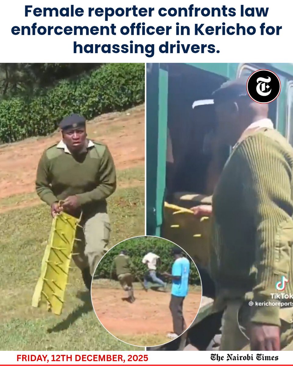 TheNairobiTimez's tweet photo. Female reporter confronts a law enforcement officer in Kericho for harassing drivers.
WATCH 👇 https://t.co/Me0jQu0TB3