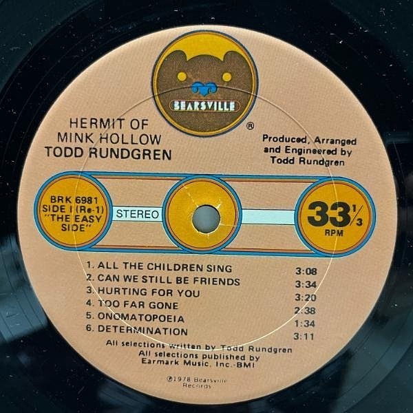 美盤! USオリジナル 初版 BRK規格 STERLING刻印 TODD RUNDGREN Hermit