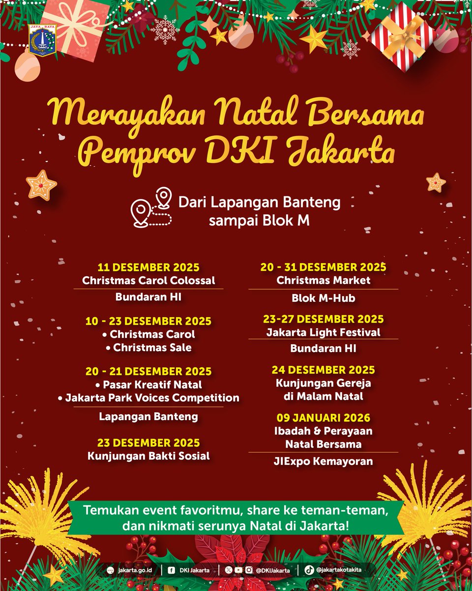 Seru nih bagi yang merayakan natal di Jakarta. Banyak yang seru.