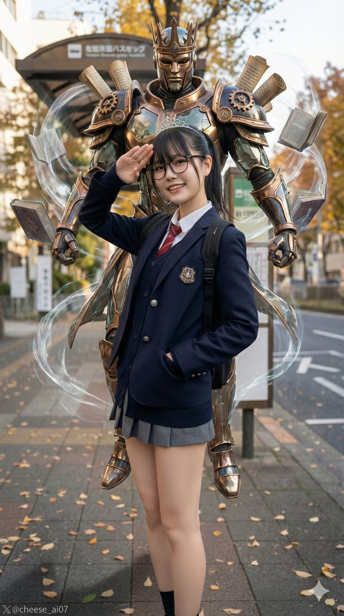 cheese_ai07's tweet photo. "スタンド召喚"プロンプト!!

画像を渡したらその人物の雰囲気から推測して、ランダムなスタンドを出現させるプロンプトを考えたよ♪荒○飛呂彦とかジョジ○とかの言葉は入れてないか��安心して使ってね🤗
#NanoBananaPro

プロンプト↓↓
以下の指示に従い画像を生成して下さい。

​【役割】
あなたは映画のVFX（視覚効果）コンセプトアーティストです。渡された実写写真に、リアルなCGIで作成された「スタンド」を違和感なく合成してください。
​【具体的な指示】
渡された写真に写っている人物を主被写体とし、その背後にオリジナルの「スタンド」が出現している、フォトリアリスティックな画像を作成してください。
​画風の維持（最重要）:
​元の写真のライティング（光の方向、強さ、影）、色調、カメラの質感、雰囲気をそのまま維持してください。漫画的な表現（輪郭線や擬音）は一切不要です。
​スタンドのデザインと生成:
​分析: 写真の人物の服装、持ち物、表情から感じ取れる「雰囲気」を分析してください。
​デザイン: その雰囲気を、抽象的かつ物理的な形���としてデザインしてください。スタンドは、水、炎、氷、金属、石、ガラス、煙、光、あるいは未知の有機物など、リアルな物質感を持って現れます。
​
​合成: スタンドは人物の背後に浮かび上がり、写真の環境光を受けてリアルな影を落とし、周囲の空気を歪ませているかもしれません。人物を守護するような、あるいは威圧するようなポーズで配置してください。