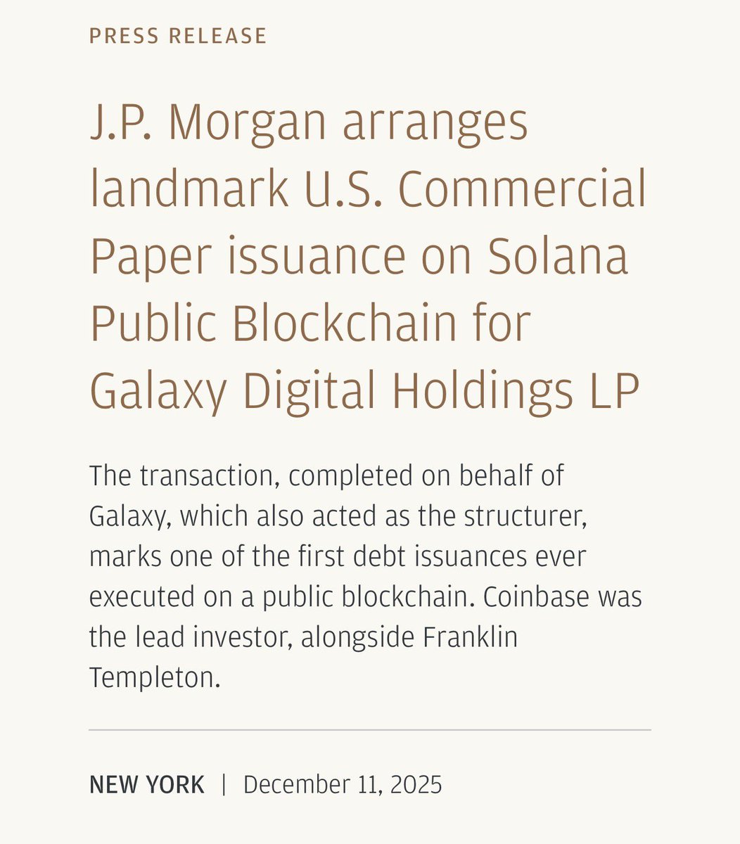 Ya’ll said Solana was only good for memecoins and shitters and then we dropped a landmark commercial paper deal with JP Morgan on Solana

Everyone wanna know what we’d do if we didn’t win

I guess we’ll never know