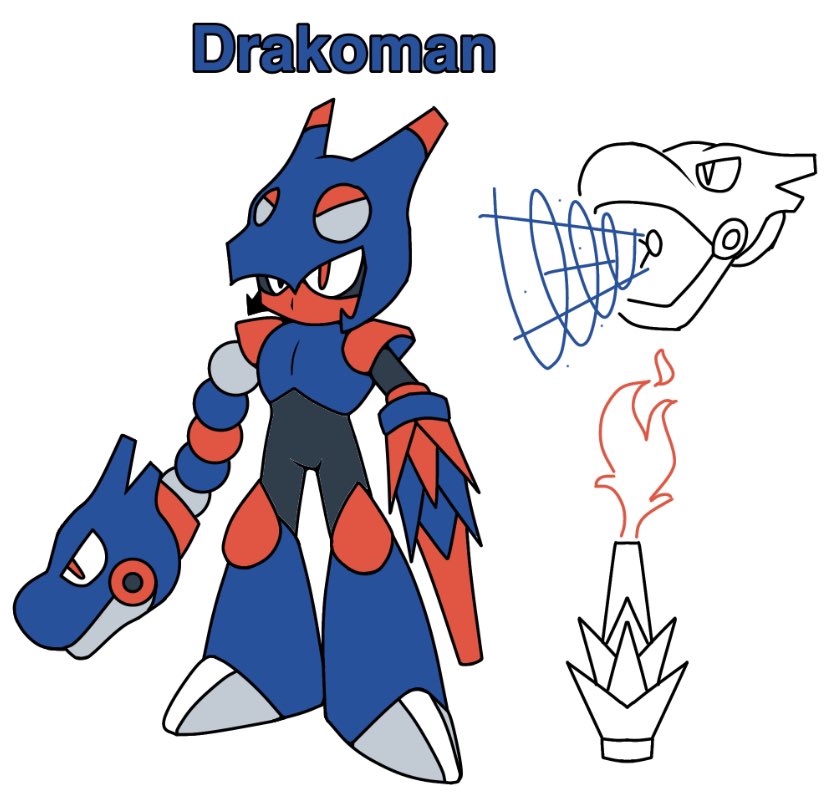 Here’s my small entry for the Robot Master Contest, Drako-Man

Both heads are seperate beings, the Drako head is aggressive while the Robot Master head is calm.

#MegaManDO #DesignARobotMaster