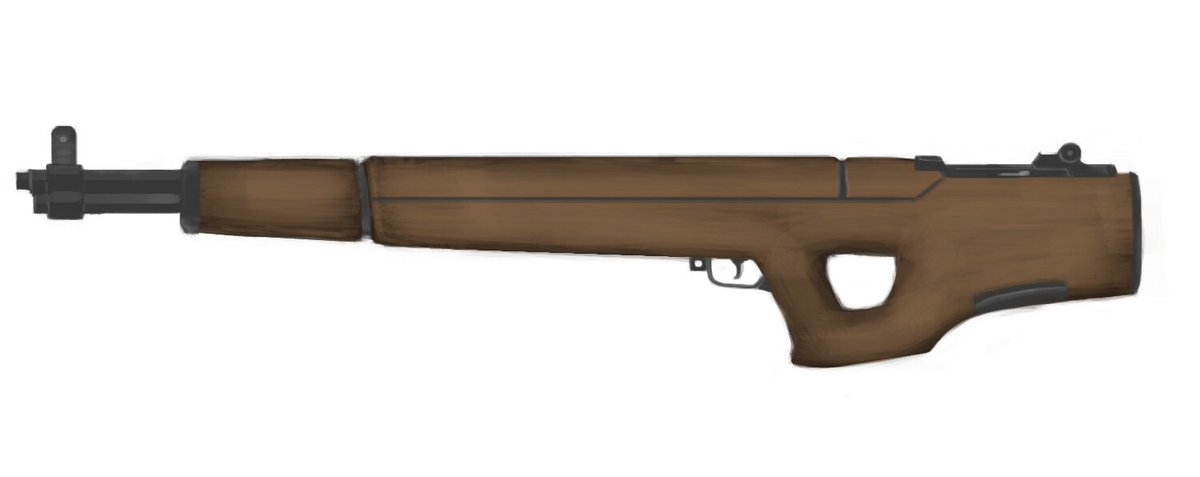 Aelthemplaer's tweet image. The bullpup M1 Garand haunts me in my dreams. They made two of these in WW2 and decided the world just wasn't ready for woodpunk futurism.