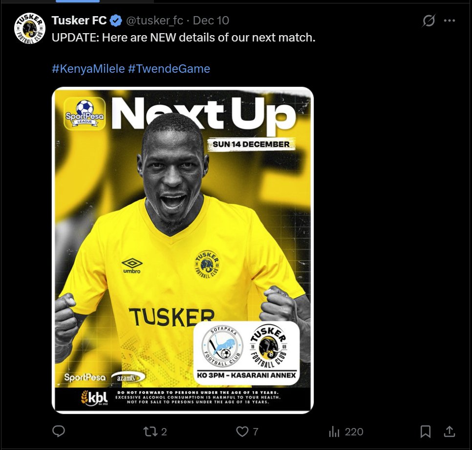 Last season Sofapaka beat the brewers 7(no. of likes)  - 1 (rts -1). Humans have a tendency of forgetting ,i had to remind them esp <a href="/its_rashy_/">Rash</a> and <a href="/BrigidSiantei/">Brigid Siantei</a> . Anyways they'll have a chance to revenge even maybe go top of the table. 
 #GameIkoPoaGrao #FootballKE