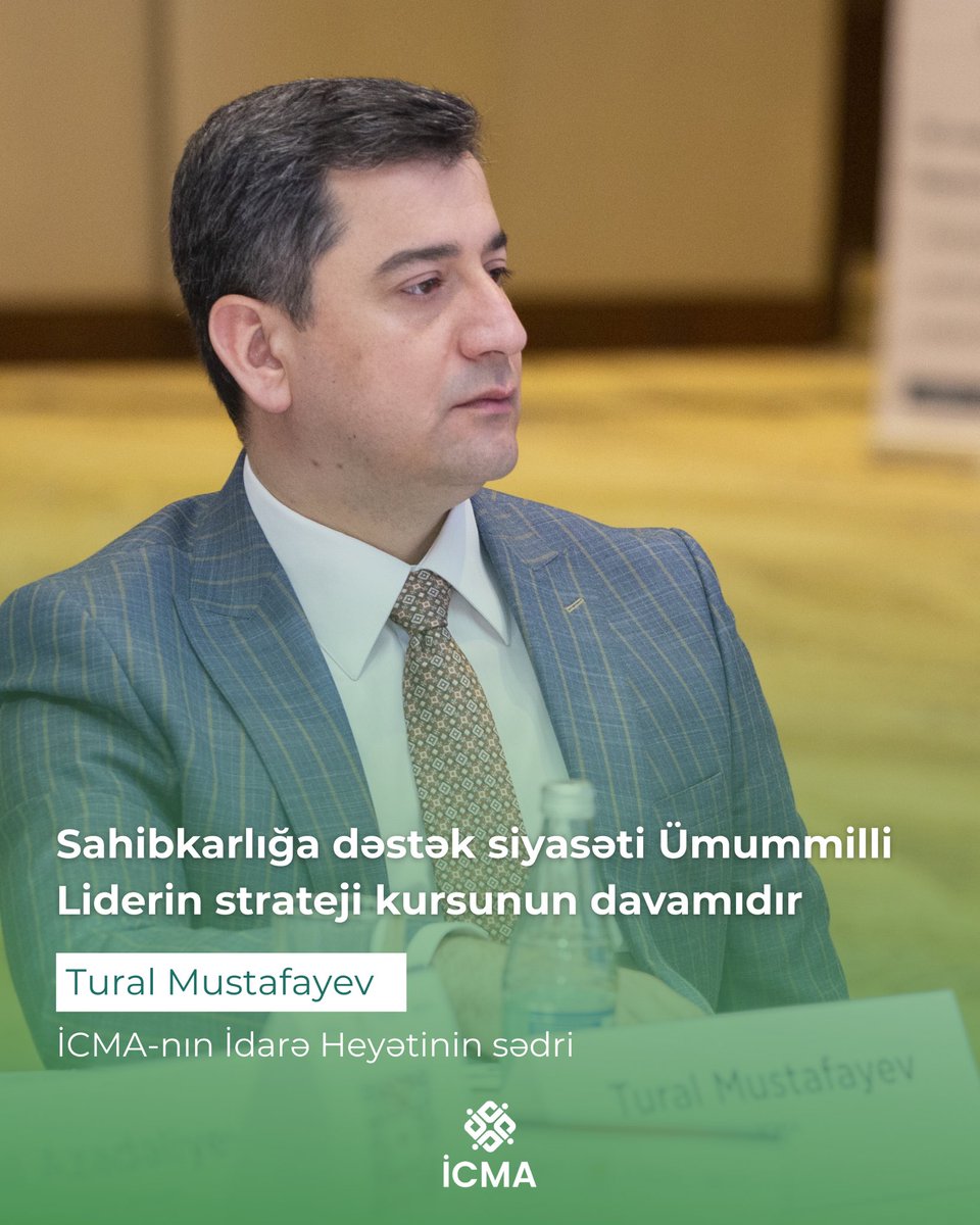 Sahibkarlığa dəstək siyasəti Ümummilli Liderin strateji kursunun davamıdır
İCMA-nın İdarə Heyətinin sədri Tural Mustafayev Ümummilli Lider Heydər Əliyevin hakimiyyəti dövründə Azərbaycanda kiçik və orta sahibkarlığın inkişafına göstərdiyi dəstək və diqqətlə bağlı açıqlama verib.