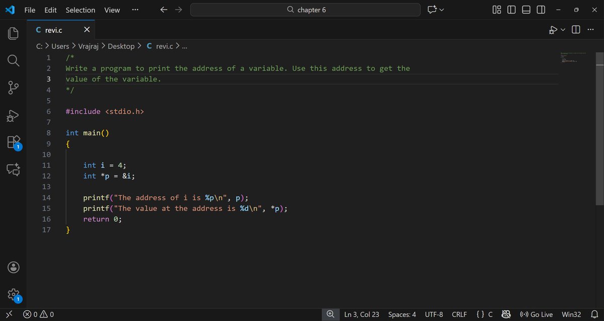 Vrajraj_Rajput's tweet image. Day6 of Learning C:
 
Explored pointers—addresses(&amp;amp;), dereferencing(*), pointer-to-pointer, and call-by-value vs call-by-ref.

Practiced printing addresses, modifying vars via pointers, sum+avg with pointer args, and double-pointer access.

#CProgramming #100DaysOfCode
