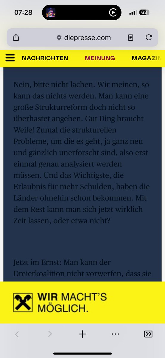 Liebe Raiffeisen, ich bin Niederösterreicher, ich liebe euch uneingeschränkt, ihr seid Teil meines Glaubensbekenntnisses. 

Aber eine unwegklickbare Werbung zu schalten, die verhindert, dass ich meine Zeitung lese, überzeugt mich nur bedingt, Kunde bei euch zu werden.