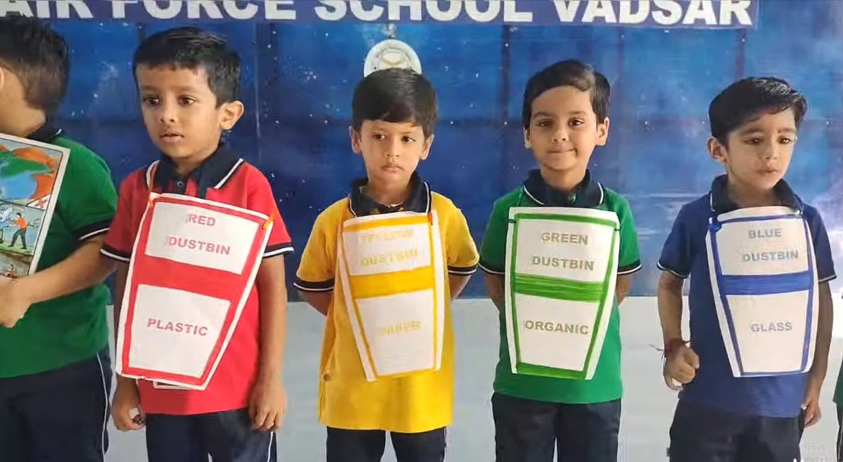 Air Force School Vadsar conducted #SwachhataPakhwada2025 cleanliness drives, awareness campaigns, drawing &amp; colouring activities on waste segregation &amp; tree plantation promoted hygiene practices &amp; a cleaner environment among school students and staff. #CleanlinessDrive
 <a href="/IAF_MCC/">Indian Air Force</a>