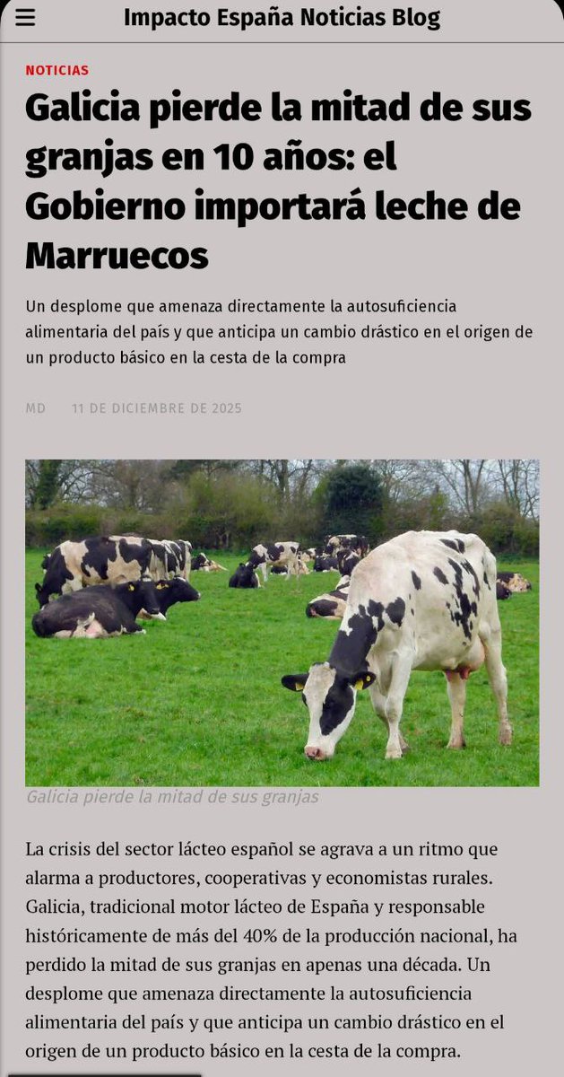 DeusVul94229466's tweet image. Hay que pararlo!!!

Galicia pierde la mitad de sus granjas en 10 años: el Gobierno importará leche de Marruecos.