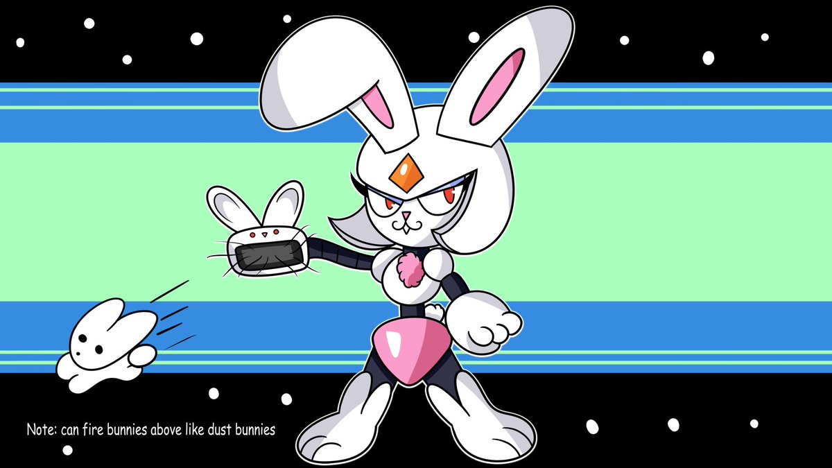 Robot Master Design: Bunny Woman

An energetic diva with hyper speed using the power of her bunny vacuum to suck any material thrown at her, even dust, to fire bunny charge shots!

Design by StrikertailComics
#MegaManDO #DesignARobotMaster