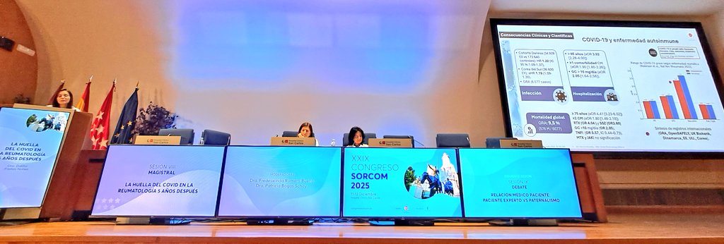La Dra. Freites ofrece la charla magistral sobre la huella del COVID en Reumatología, cinco años después de la pandemia: su gravedad fue determinada más por la edad, las comorbilidades y el uso de esteroides, pero no de los biológicos (a excepción del RTX).