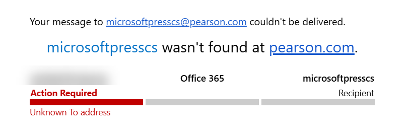 AntrikshShar's tweet photo. @MicrosoftPress The only email address on your website "microsoftpresscs@pearson.com" doesn't work and returns following response! https://t.co/Wx2zs2bdR7