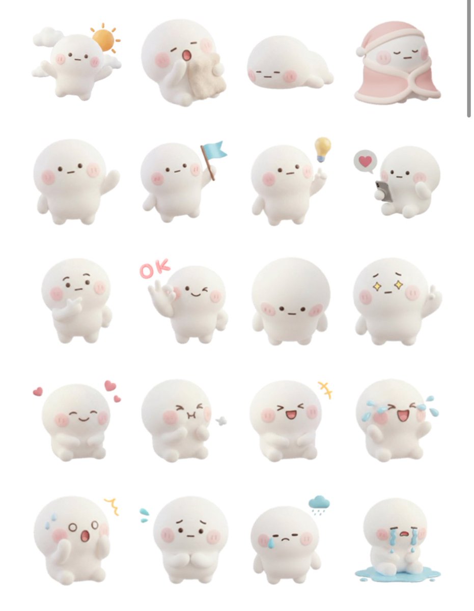 ⚪新作スタンプのお知らせ👍🏻 ぷにまるの3Dスタンプ作ってみました