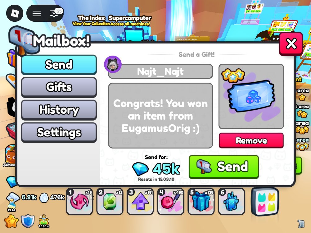 The winner is <a href="/Only4You4ever/">𝕭𝖊🌠 • 𝕱𝖆𝖑𝖑𝖊𝖓 𝕬𝖓𝖌𝖊𝖑 • 🌌✨</a> ! Congrats! I hope you like it. :) 

Thank you everyone for joining our giveaway :) Please stay tuned on our next giveaway.  

#petsimulator99 <a href="/EugamusOrig2/">EugamusOrig™</a>