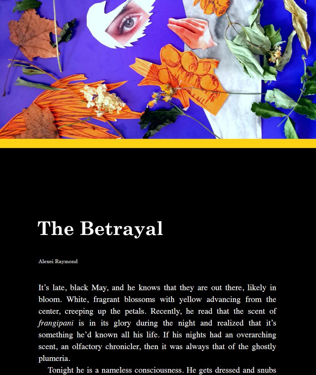 enemyofcruelty's tweet image. Gorgeous art by Nasta, it goes so well with everything across the pages!! (and the way that tiny Plath poem on page 15 jumped out at me) Proud to have my nosy, olfactory-driven Plumeria scene among these💮

Thanks @minimag!!