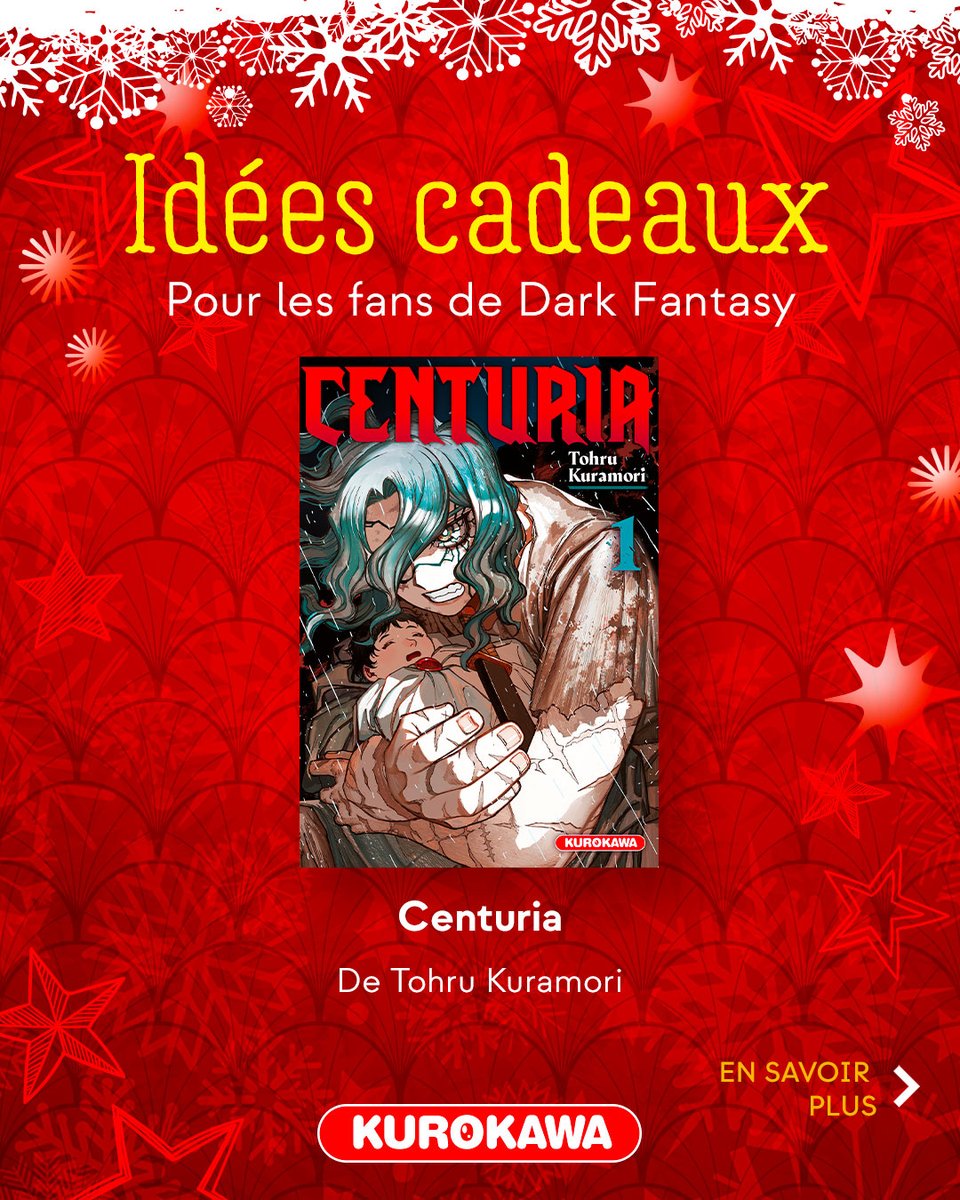 Kurokawa's tweet image. #KuroNoël 🎄 Idées cadeaux manga - Jour 12 🎁

"Centuria" 🐙

𝑳𝒆 𝑺𝒂𝒗𝒊𝒆𝒛-𝒗𝒐𝒖𝒔❓ Avant de se lancer en solo avec Centuria, Tohru Kuramori a été entre autres assistant de Tatsuki Fujimoto sur Chainsaw Man.