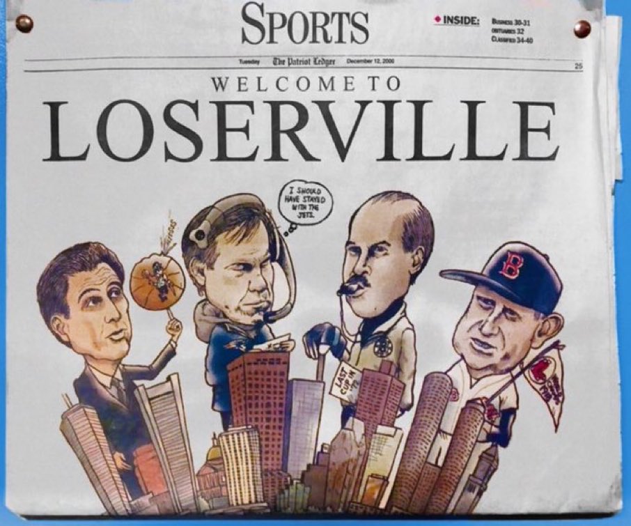 25 years ago today, December 12, 2000, Quincy, Mass <a href="/PatriotLedger/">The Patriot Ledger</a> sports section’s front page.

13 months and 22 days later, New England Patriots won their first Super Bowl championship.