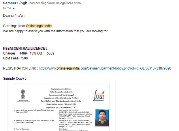 _p_deepak's tweet image. I want to bring serious attention to the misleading service &amp;amp; false fee commitments by @OnlineLegalInd 
#consumercomplaints @fssaiindia   #MisleadingService @RajeshFastInfo