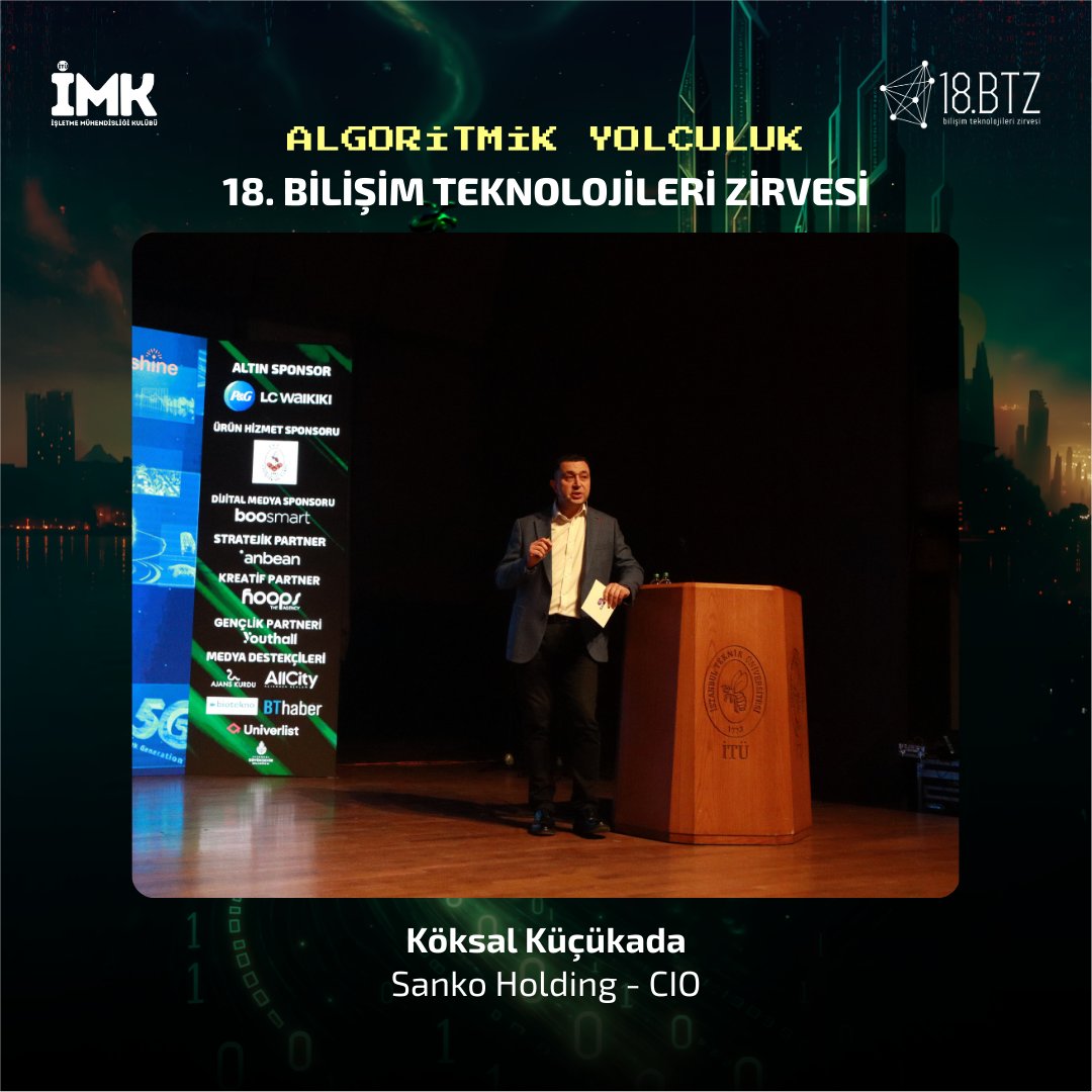 ituimk's tweet photo. Sanko Holding - CIO Köksal Küçükada şu anda Bilişim Teknolojileri Zirvesi sahnesinde!🎉
📍Seni de İTÜ Maçka Kampüsü Mustafa Kemal Amfisi’ne veya https://t.co/oDSwT5G50q sitesine bekliyoruz!
#ituimk #btz2025 #18btz https://t.co/hYJEcOgplF
