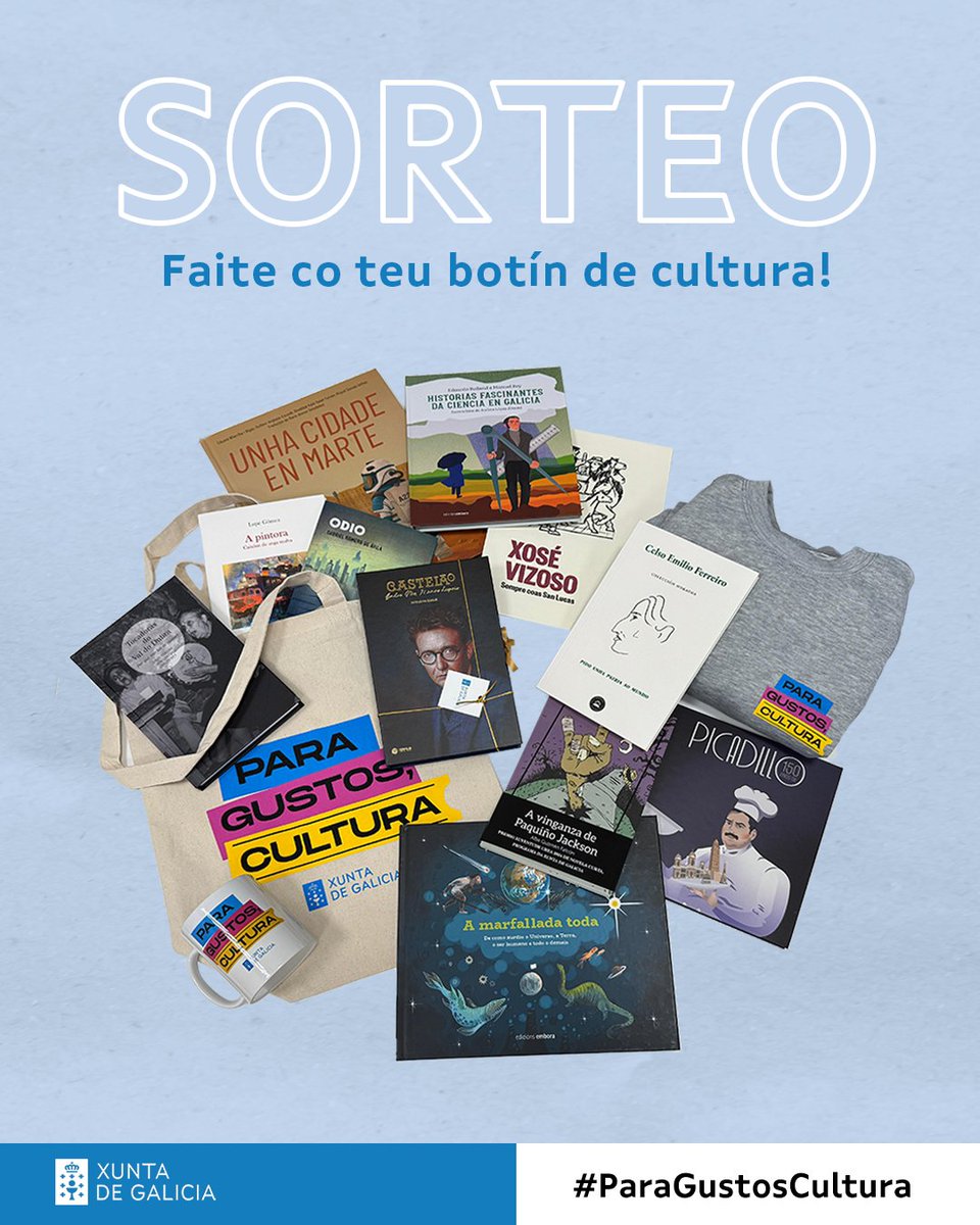 🎄 Nestas datas máxicas, témosche este agasallo, porque #ParaNadalCultura!

Participa neste sorteo⤵️

🔃 Compartindo a publicación
💬 Deixando un comentario mencionando unha persoa
☝️Lembra seguirnos!

🗓️ Ata o 5 de xaneiro!
🔗 Bases en cultura.gal
#ParaGustosCultura